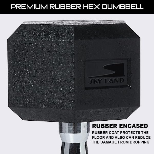SKY LAND HEX Dumbbell Rubber Coated Cast Iron Hexagonal Dumbbells 2.5 kg*2 for Professional Exercise | Premium Hand Weight Dumbbell | Strength Training Equipment | Full Body Workout -EM-9260-2.5