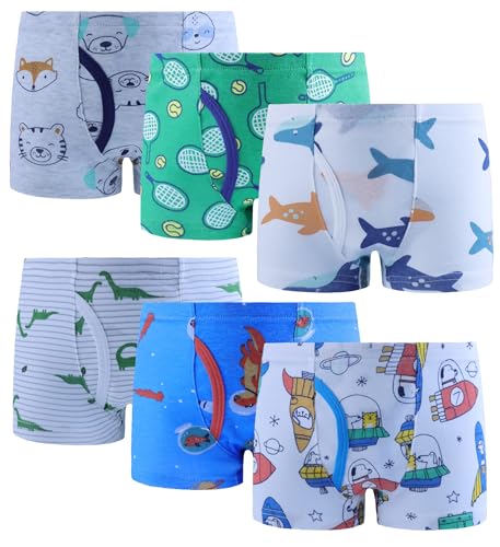 Boys Boxer Briefs Shorts Cotton Dinosaur Shark Toddler Underwear for Kids Boy 6 Pack 3t Mixed Colour