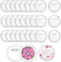 50 PCS Buttons Selber Machen ohne Buttonmaschine,BetterJonny 60mm Transparente DIY Ansteckbuttons Set DIY Transparente Buttons mit Sicherheitsnadel Knöpf Anstecknadeln für Kinder Foto Kleidung Schule