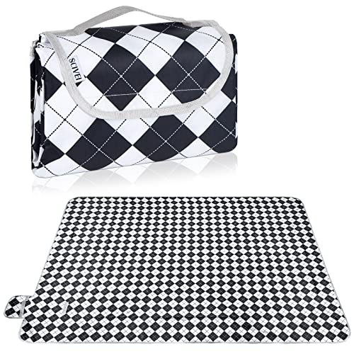 SCIVEI レジャーシート ピクニックマット 大判 150x200 cm 3～6人用 折りたたみ 防水 防湿 コンパクト収納 軽量 遠足 運動会 お花見 キャンプ アウトドア チェック柄(ブラックチェック)[日本語説明書付き]（Amazon）
