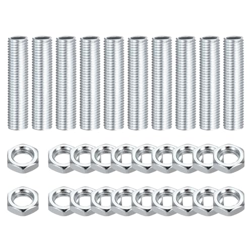 uxcell 10Pcs 1.4" Lamp Pipe Nipples Kit with Lock Nuts, M8x1 Fine