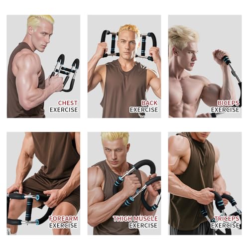 Arm Trainer for Men 5-Level Adjustable Resistance (45-110 lbs) Twister Chest Workout Equipment for Women Exerciser Bar Biceps Triceps Forearm Abdominal Thigh Back Muscle Exerciser (Red) — view 2