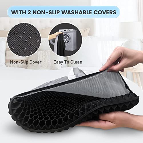 Xsiuyu Gel Seat Cushion For Long Sitting - Back, Hip, Tailbone Pain Relief Cushion - Gel Seat Cushion For Office Chair, Cars - Egg Seat Gel Cushion For Wheelchair Pressure Relief Black #TOP4