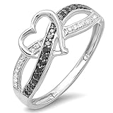 Dazzlingrock Collection 0.20 Carat (ctw) Sterling Silver Round Black & White Diamond Ladies Promise...