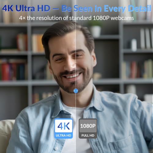 Image of 4K Webcam with Sony Sensor, PDAF Autofocus, 1080P@60FPS, 2 Noise Reduction Mics, Auto Light Correction, USB Plug&Play, Privacy Cover, 79FOV, Streaming Camera for PC, Mac, Laptop, Video Calls