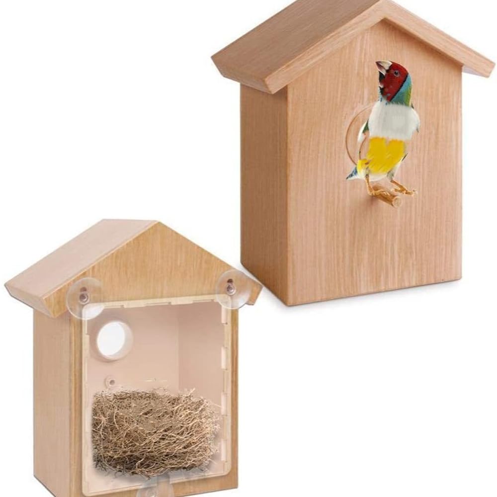 Loopunk Nido de cría de madera Jaula loros, comederos para pájaros colgantes, accesorios para jaulas para loros
