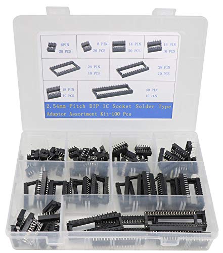 100Pcs 2.54Mm Pitch Dual Row Dip Ic Sockets Solder Type Adaptor Set 6,8,14,16,18,24,28,40 Pin Electronic Components Socket Adapter Connector #TOP16