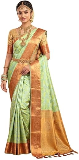 VFCollections Women's Kanchipuram Silk Saree With Blouse Piece
