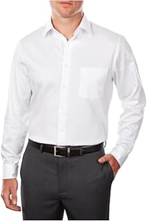 Van Heusen camisa lisa de poplin de cuello amplio, corte regular para hombres
