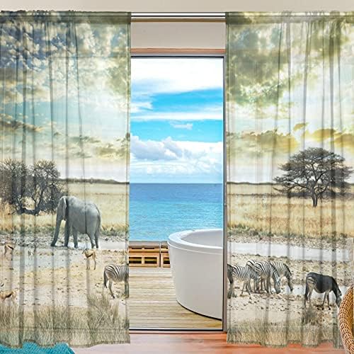 ALAZA Voile Curtain Christmas Snowy Patterned Sheer Window Polyester Material Fabric for Bedroom Living Room Kitchen Decor Home Decoration 2 Panels 78 x 55 inch