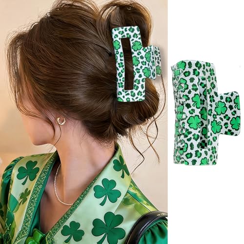 St.Patrick's Day �w�A�N���b�v �����p - �΂̎l�p���`�̃o���X�N���b�v �A�C���b�V�����b�L�[�N���[�o�[ �q���E �m���X���b�v �o�i�i �w�A�[�W���[�N���b�v �X�g�����O�z�[���h �N�����v�N���b�v ���p�g���b�N�̓��̃w�A�A�N�Z�T���[�p