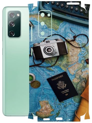 Image of AtOdds - Full Body Back Screen Guard Protector Film - Lamination Wrap Skin Sticker Compatible with Samsung Galaxy S20 FE | Scratchproof Matte Finish (Travel Map)