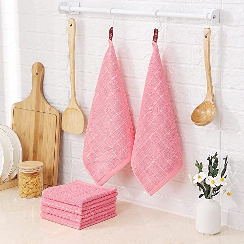Image of Homaxy 100% Cotton Terry Kitchen Dish Cloths, 18 Pack, Pink