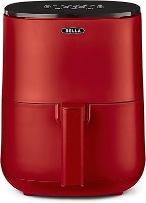 bella Friggitrice ad Aria Digitale da 3 L, Multifunzione 5-in-1 con Griglia e Cestello Antiaderenti Rimovibili e Lavabili in Lavastoviglie, 1400 Watt, Rosso Opaco