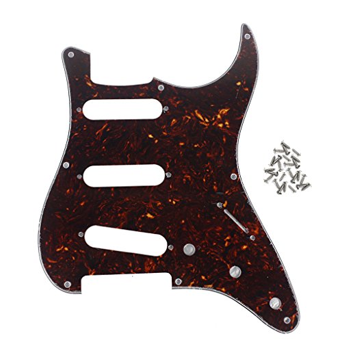 Ikn 8 Hole Strat Pickguard Electric Guitar Pickguard Scratch Plate With Screw For Vintage Style Strat Guitar Parts, 4Ply Brown Tortoise Shell #TOP12