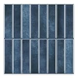 Tretizl 10 Sheets Thicker Design Peel and Stick Backsplash, Self Adhesive Wall Tiles, Stick on Backsplash for Kitchen and Bathroom, 12'x12', Deep Blue
