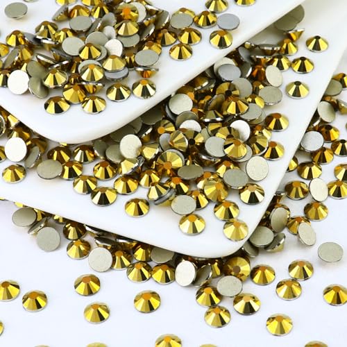 Image of SS20 /1440PCS Bright Gold Flatback Crystal Rhinestones Round Gems for Nail Art and Craft Clothes Glue Fix (4.6-4.8mm)