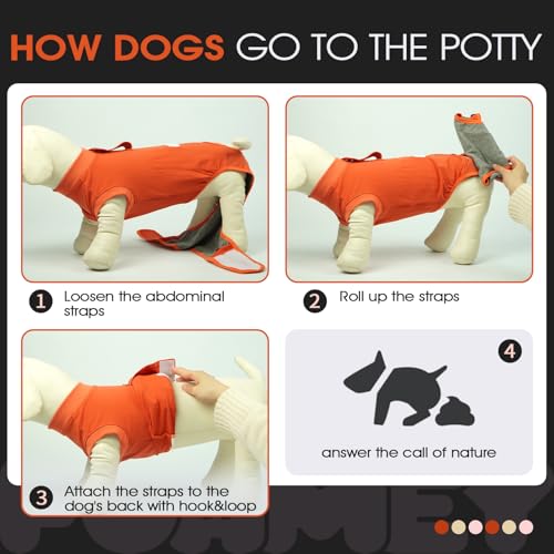 Image of FUAMEY Dog Recovery Suit Male,Dogs Surgery Neuter Suits Puppy Spay Shirts for Female Protect Dog's Skin Anti Licking Abdominal Wounds Doggie Onesie Pet Bodysuit Alternative to Cone Orange XS
