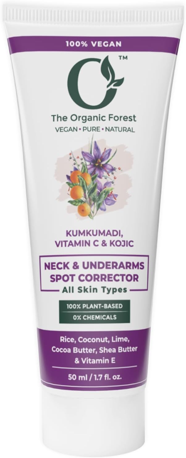 Plant-Based Kumkumadi, Shea Butter & Cocoa Butter Hand, Underarm & Neck Cream – Lighten skin tone on Body, Skin & Private Areas | Moisturizing & Brightening Kojic Cream