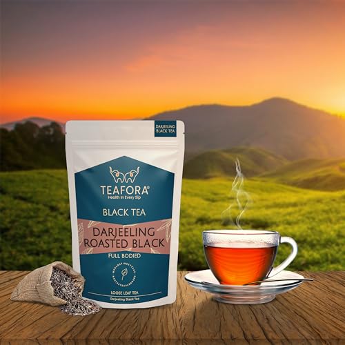 Image of TEAFORA Darjeeling Roasted Black Tea | Darjeeling Loose Leaf Tea | Full Bodied & Robust | Freshly Sourced From Single Estate | Brew as Hot or Iced Tea -100g