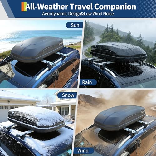 12 Cubic Rooftop Cargo Box Carrier, Dual-Side Opening Hard-Shell Vehicle Roof Mount Travel Luggage Storage, 135Lbs Weight Capacity with Secure Straps & Keys, Black by SierraSquad - Used condition - Image 8