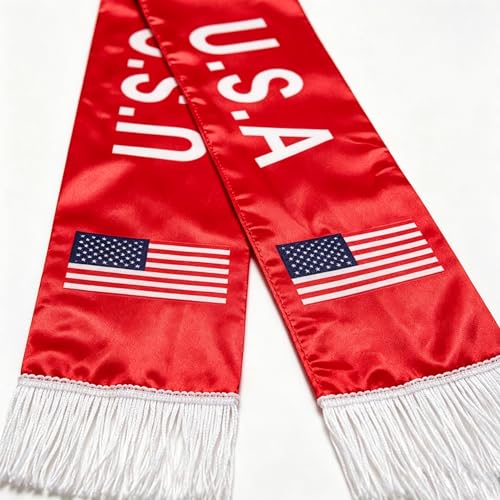 CHENXYUAN Independence Day 250th ，USA Soccer Fan Scarf - Double-Sided United States Supporter Scarf，for International Sports Tournaments,Football Party Supplies， Sporting Events(America) — view 3