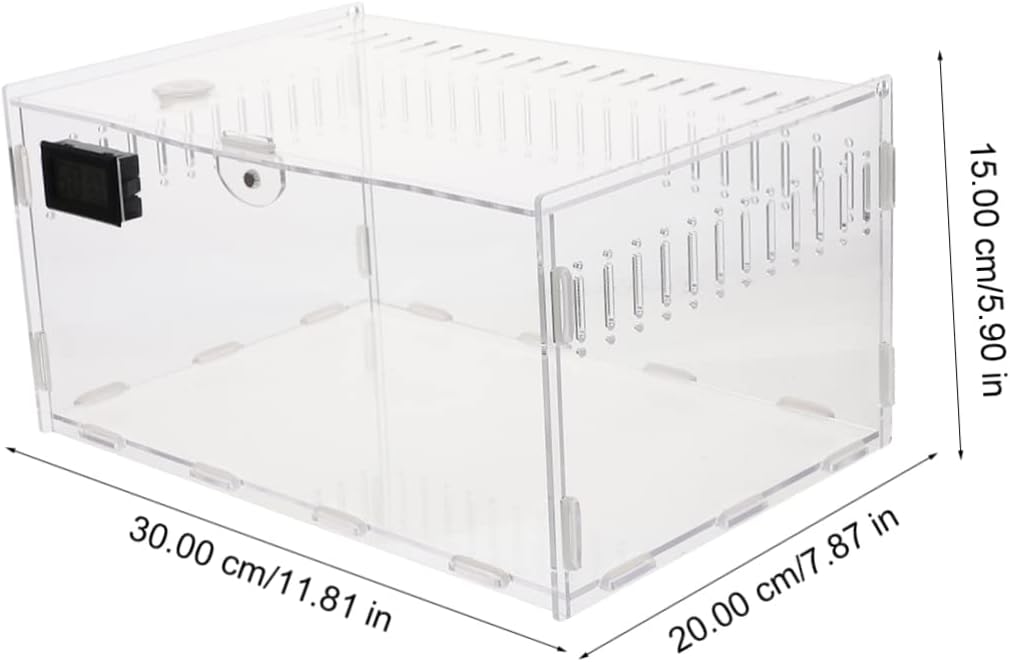Reptile Breeding Box Temperature Hygrometer Multi-Functional Acrylic Snake Cage Portable PET Terrarium for Geckos and Lizards for Home Use