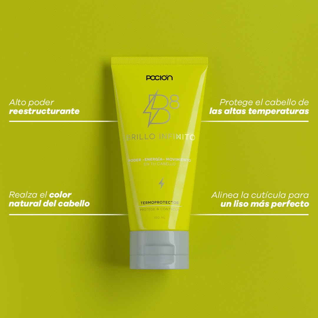 La Pocion B8 ThermoProtectant Cream - Heat Protectant & Shine Treatment for Dry or Damaged Hair | Brillo Infinito ∞ Regeneración Capilar 5oz / 150ml