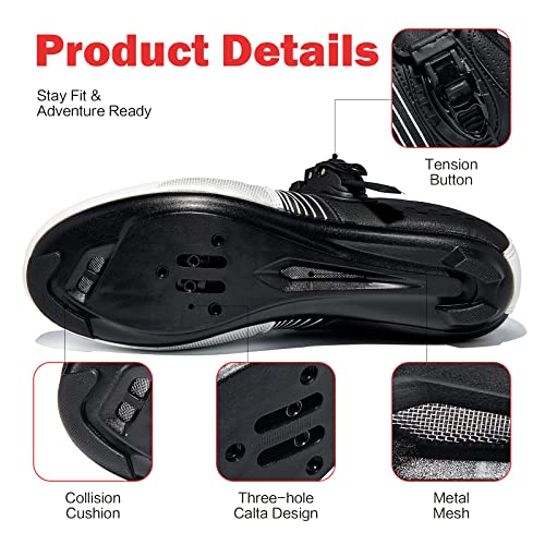Unisex Cycling Shoes For Women Men Compatible With Peloton & Spd Road Bike Riding Shoes Including Delta Cleat Set Black/White #TOP5