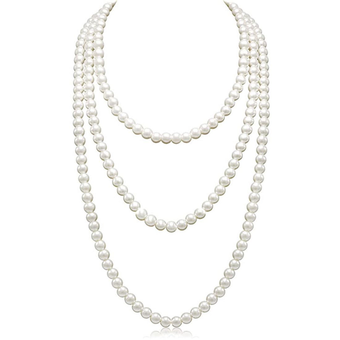 GNHG1pc Elegante Collar de Perlas Artificiales Blancas Collar de Perlas para Mujer Collar Largo de Perlas Accesorios de Ropa para Damas y niñas Fiesta