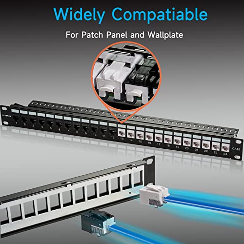 Lysymixs Keystone Jack Cat6 Slim 25 Pack, Cat6 Keystone Jacks 90 Degree, RJ45 Keystone Jack Punch Down Black, Compatiable for High-Density Network WallPlate or Patch Panels