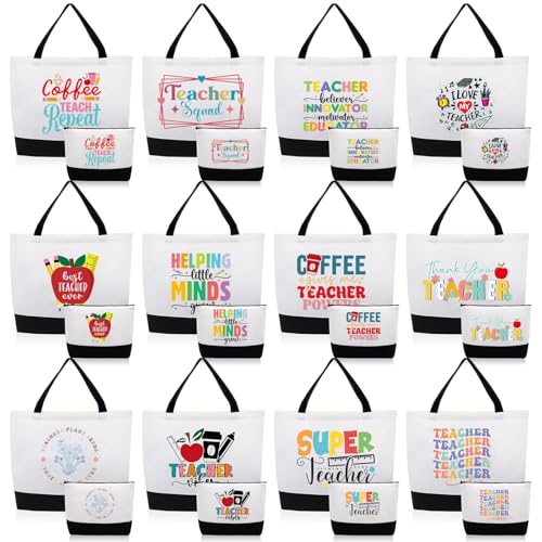 Paterr 24 Pcs Christmas Teacher Appreciation Gift Set Canvas Tote