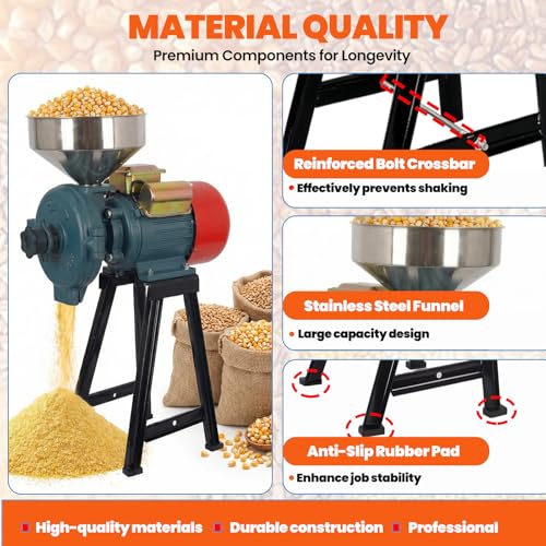 Electric Grain Mill Grinder 4000W, Flour Mill Machine w/Funnel, Wet & Dry Feed Mill Grinder, Thickness Adjustable Corn Grinders, Flour Mills Grinders, Molino de Maiz Electrico for Coffee (3000W) by XKOPCAL - Image 5