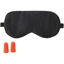 Comfortable Airplane Slip Satin Mulberry Silk Weighted Washable Adjustable Soft Night Face Side Sleep Eye Cover Mask Blindfold Shades for Women Blackout Travel Black