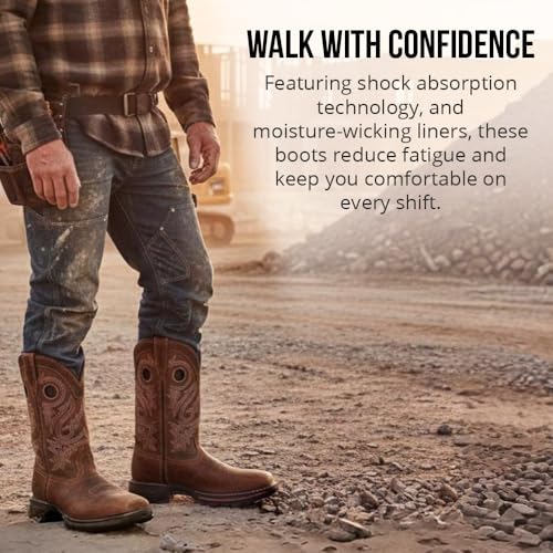 Image of Wolf Work Boots for Men Genuine Leather, Oil and Slip Resistance - Plain Toe