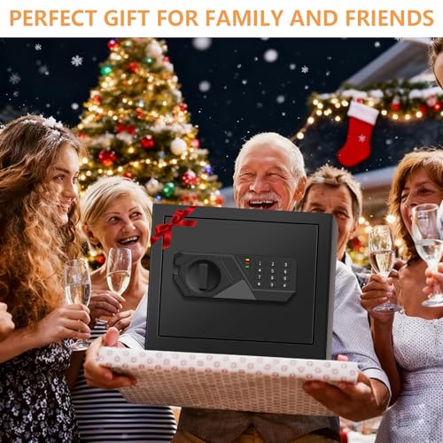 1.6 Cub Small Fireproof Safes for Home, Digital Security Home Safe Fireproof Waterproof with Programmable Keypad Keys and Alarm System, Anti-Theft Document Safe Box for Money Medicines Valuables thumbnail 9