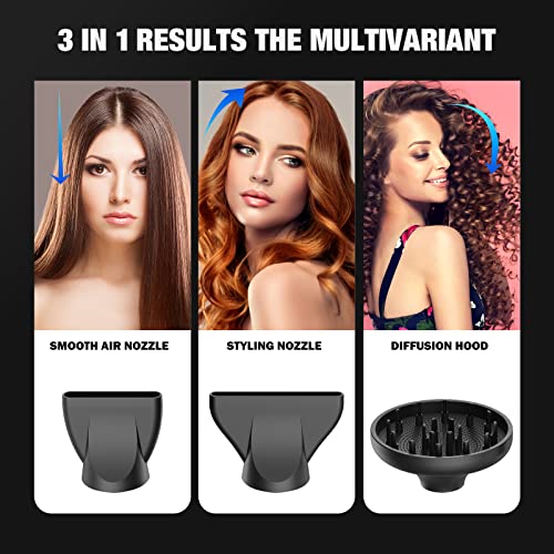 Lightweight Hair Dryer With Diffuser 11000Rpm High-Speed Fast Dry, Negative Ionic Blow Dryer With 6 Temp 122℉-212℉& 3 Speeds, 2 Magnetic Nozzle, 292G Portable Low Noise Hairdryer For Travel&Salon #TOP7