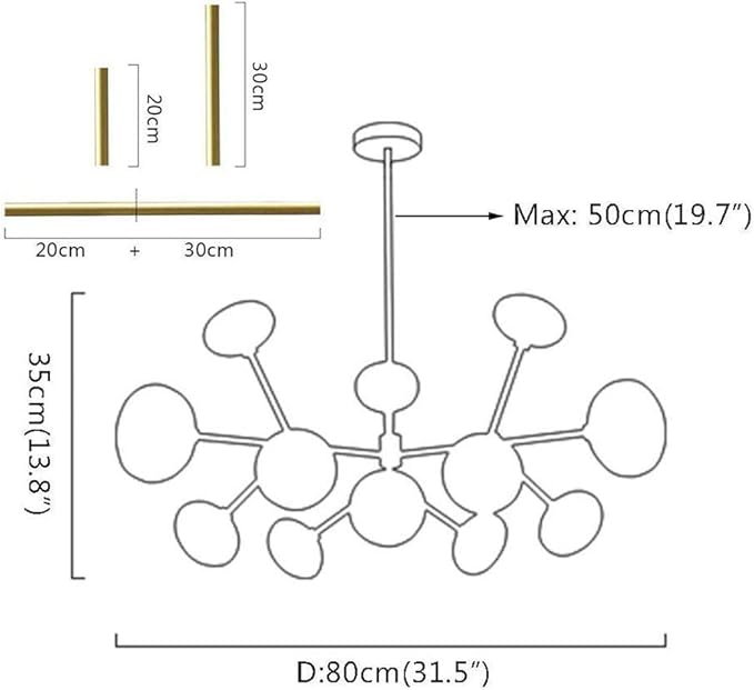WHLMYH Hanglamp Plafondverlichting, Led Hanglamp, G9 Moleculaire Kroonluchter Verlichting, Glazen Bal Kroonluchter, Woonkamer Slaapkamer Thuis Eetkamer Verlichting Lamp,12-Licht photo 2