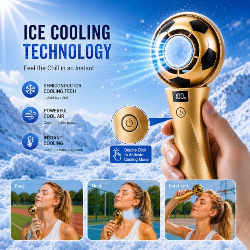 2026 World Football Match Soccer Trophy Fan, Portable Mini Fan with Ice Cooling, 6 Speed Wind 3000mAh USB Rechargeable Handheld Fan for Game Day, Stadium, Football Doll Included, Gift for friends — view 3