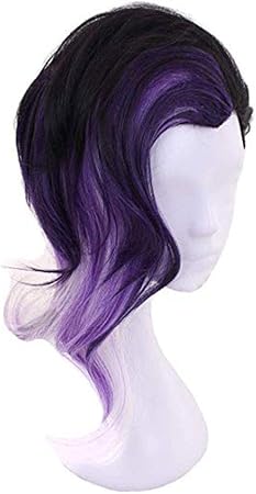 Parrucca Da Gioco E Strato Corto Ombre Bicolore Overwatch Sombra Cosplay Capelli Neri Viola Naturali In Fibra Resistente Al Calore Fluffy Amazon It Bellezza