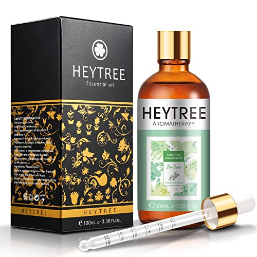 HEYTREE Aceite esencial del árbol del té para el cuidado de la piel y del cabello - Aceite de limpieza natural - Olor cálido y picante a alcanfor que ayuda a levantar el espíritu