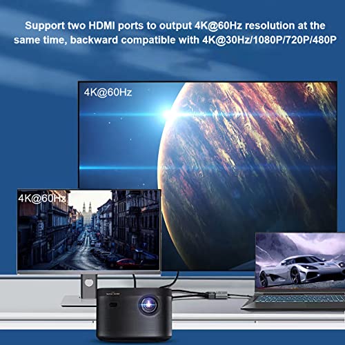 Wjesog Displayport To Dual Hdmi Splitter Dual 4K@60Hz Resolution,Dp To 2 Hdmi Hub Multi Stream Transport Support 4K Resolution For Windows And Mac System #TOP2