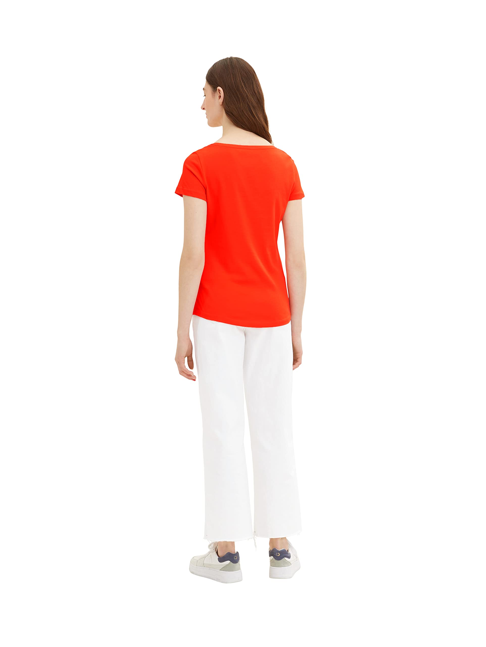 TOM TAILOR Damen 1036192 Basic T-Shirt mit Schriftzug, 15612 - Fever Red, XXL – Ansicht 2