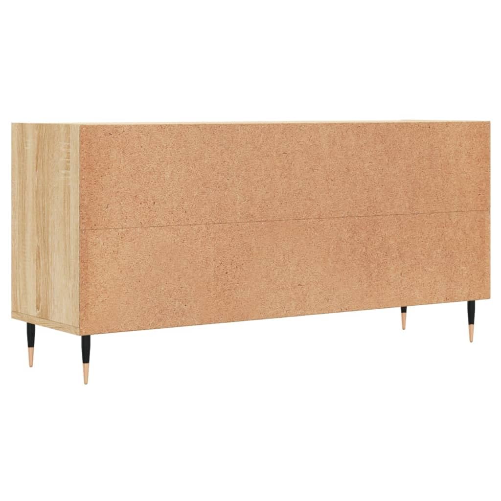 Mobile TV in rovere Sonoma, 103,5 x 30 x 50 cm, in legno con 6 scomparti, gambe in ferro e supporto da parete, per soggiorno, camera da letto, gaming, home theater, salvaspazio