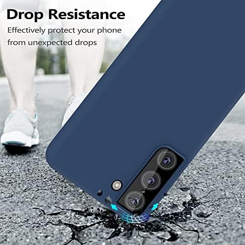 YATWIN Silicone Case for Samsung Galaxy S21 Plus 5G with Screen Protector, Soft-Touch, Shockproof, DustProof, Antiskid Full Body Armour Phone Cover for Samsung Galaxy S21 Plus 5G - Dark Blue