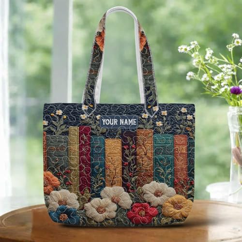 Bolso tote acolchado personalizado para amantes de los libros, bolso de hombro para lectores, bolsa acolchada para mujeres miniatura 4