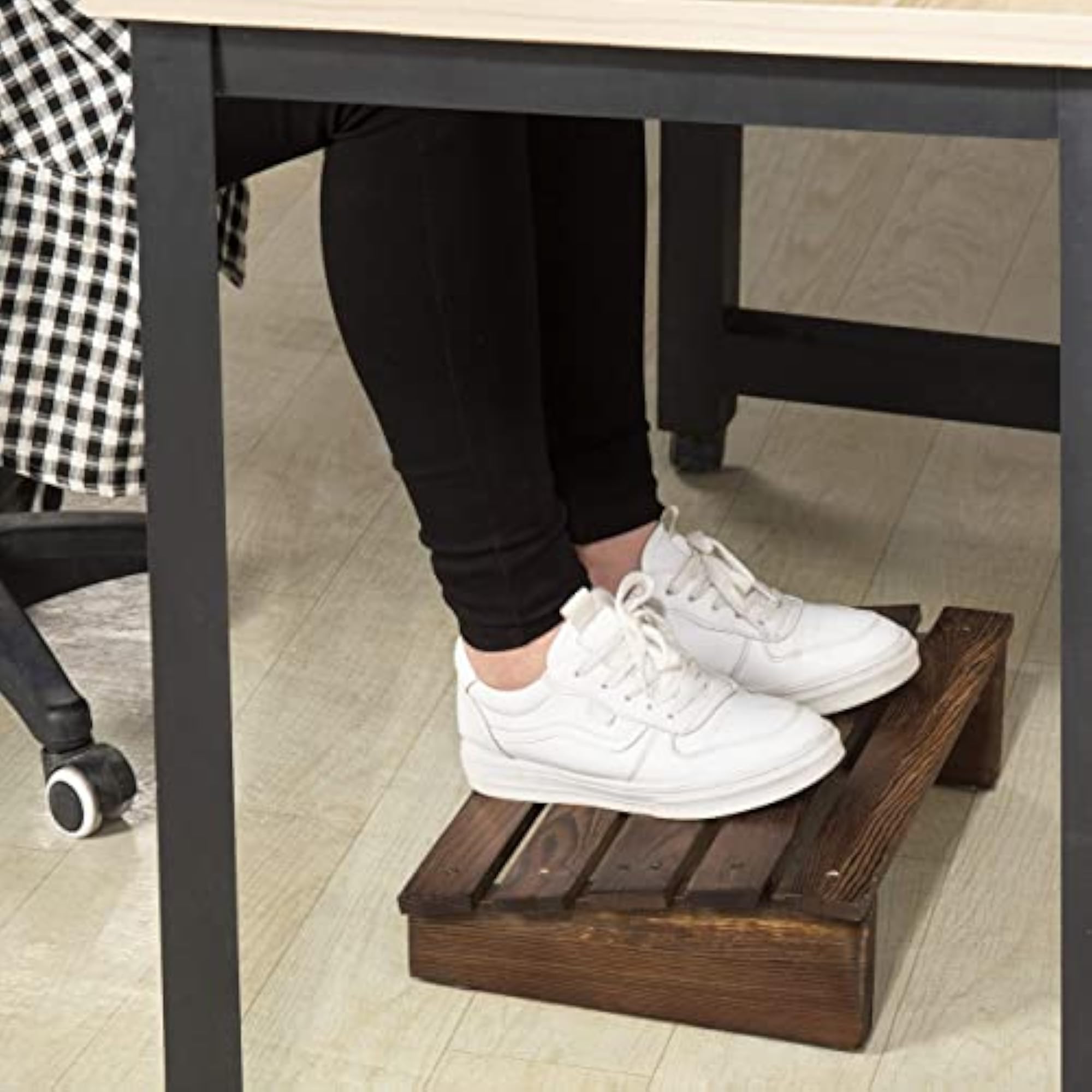 Solid Wood Ergonomic Under-Desk Footrest Stool