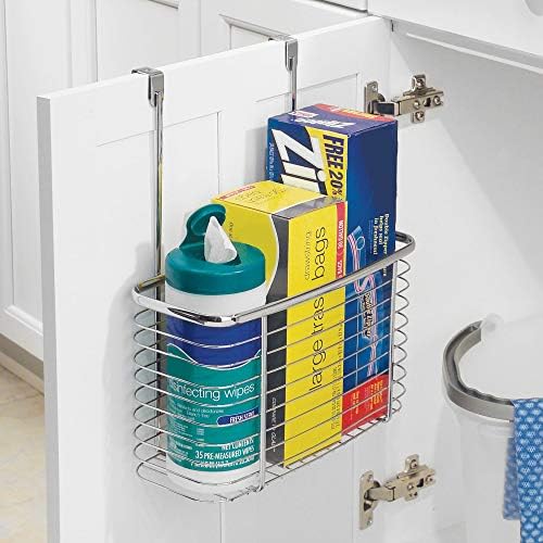 iDesign 56370 Axis Over the Kitchen Cabinet Storage Organizer Basket, Chrome