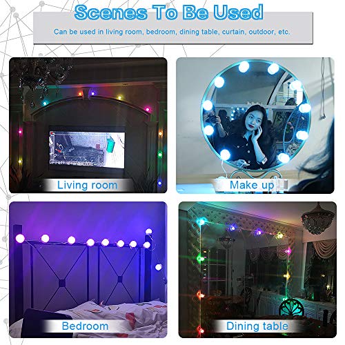 Siccoo Vanity Lights For Mirror, Rgb Colorful Diy Hollywood Lighted Makeup Vanity Mirror Dimmable Lights, 14-Bulb, Rgb (Mirror Not Include) #TOP5