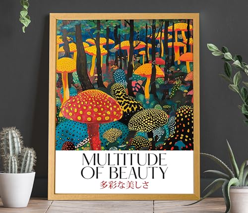 Décoration murale colorée de champignon pour salon bohème